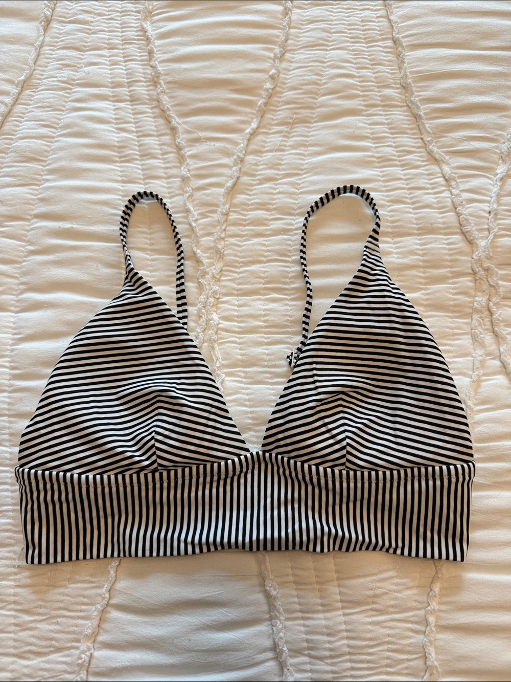 aerie Black and White Striped Bikini Top